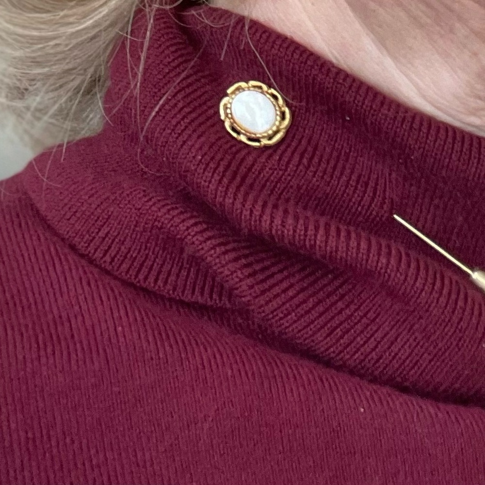 Vintage 1960s Empress Genuine Opal Brooch or Scarf Gold Pin in Original Box